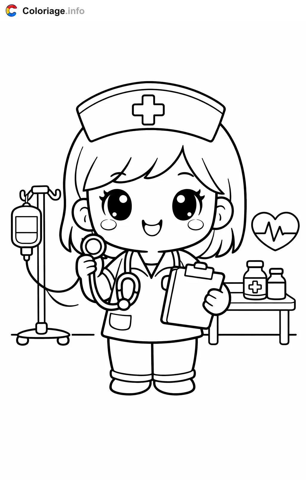 Nurse at Work coloring page to print