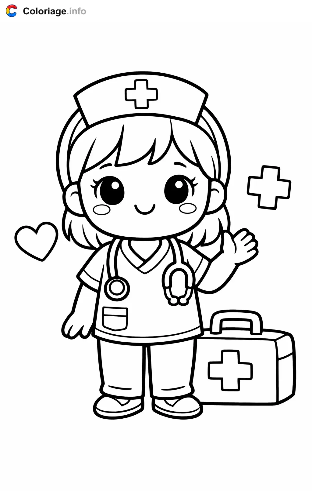 Nurse with Medical Accessories coloring page to print