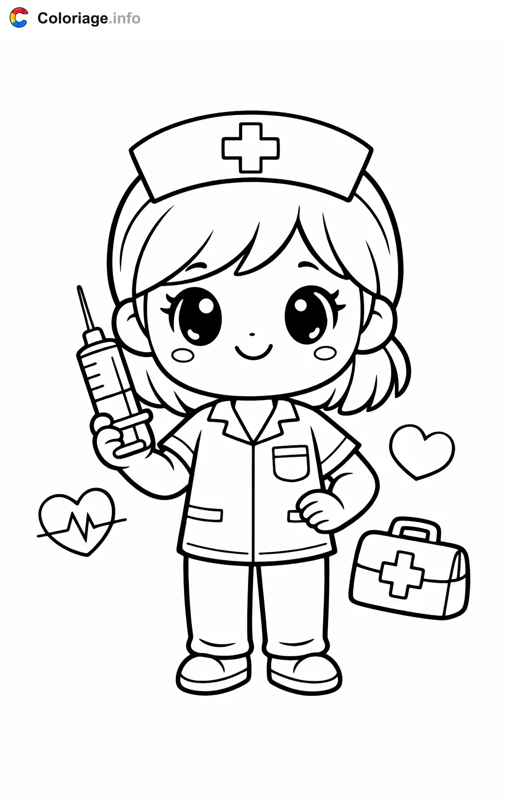 Nurse with Her Medical Tool coloring page to print