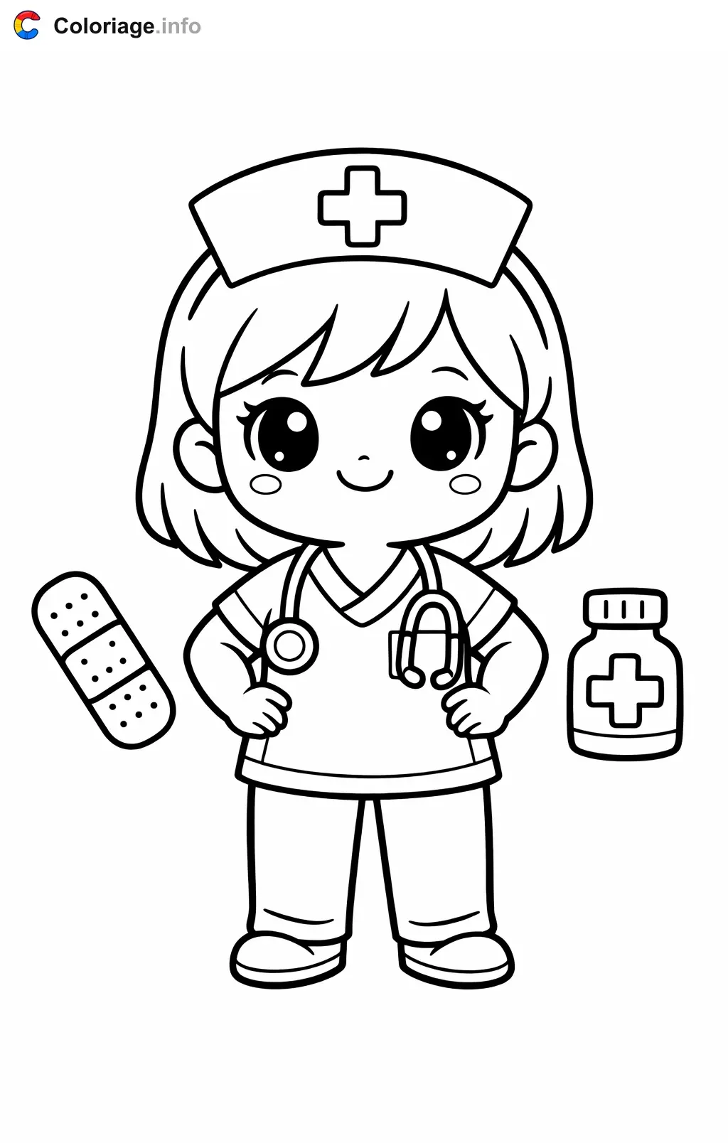 Nurse in Uniform coloring page to print