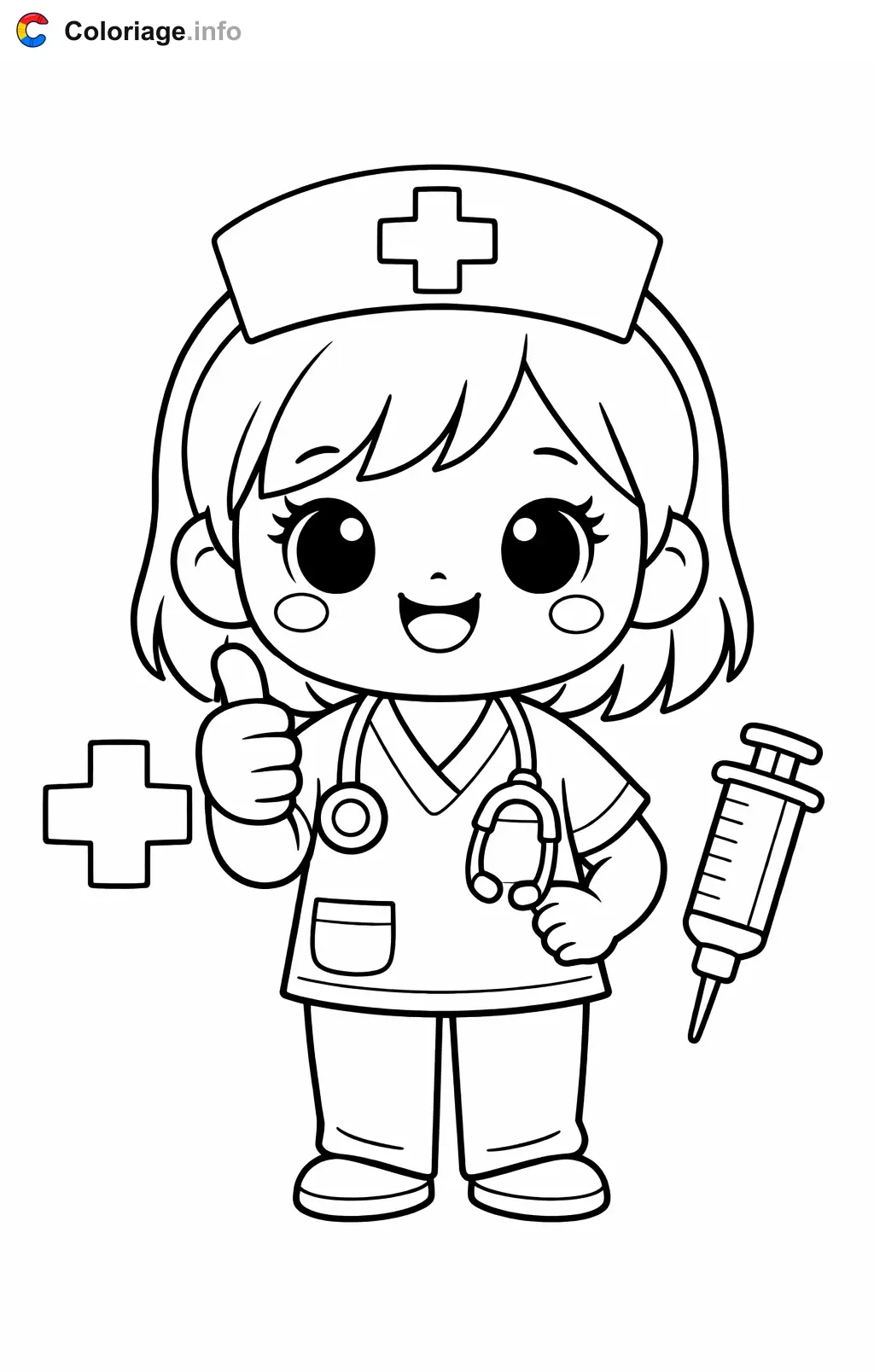 Nurse Giving a Thumbs Up coloring page to print