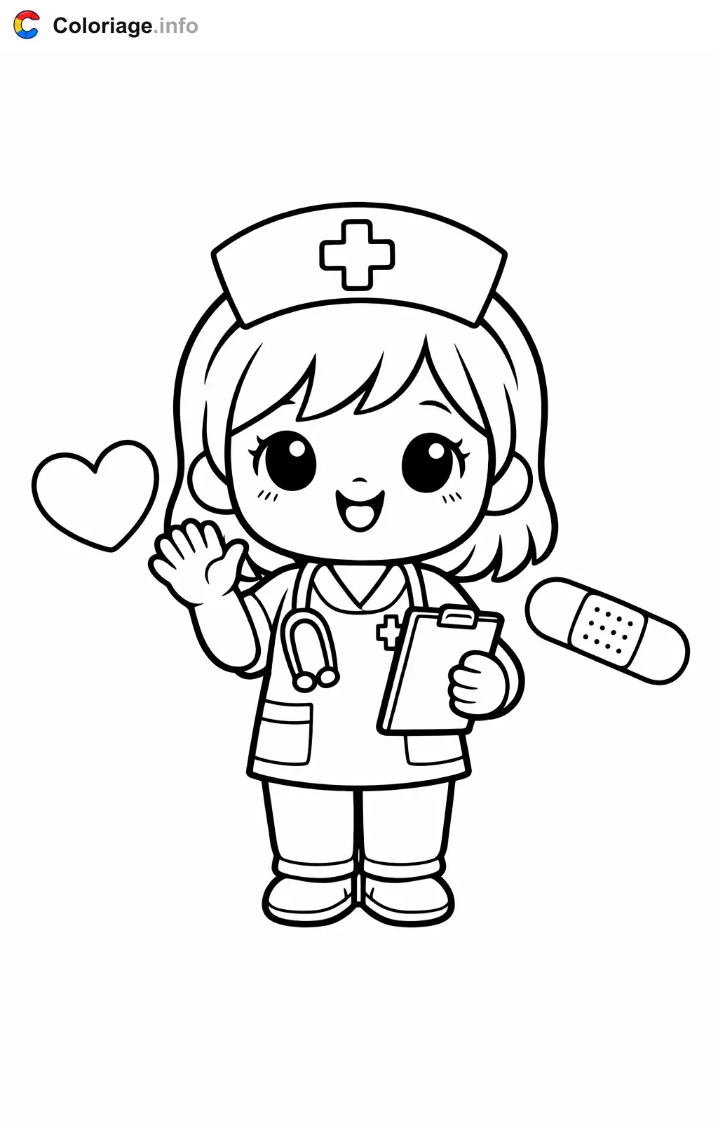 Nurse Waving Goodbye coloring page to print