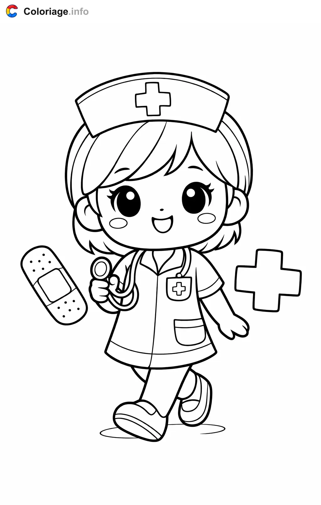 Nurse Walking on the Job coloring page to print