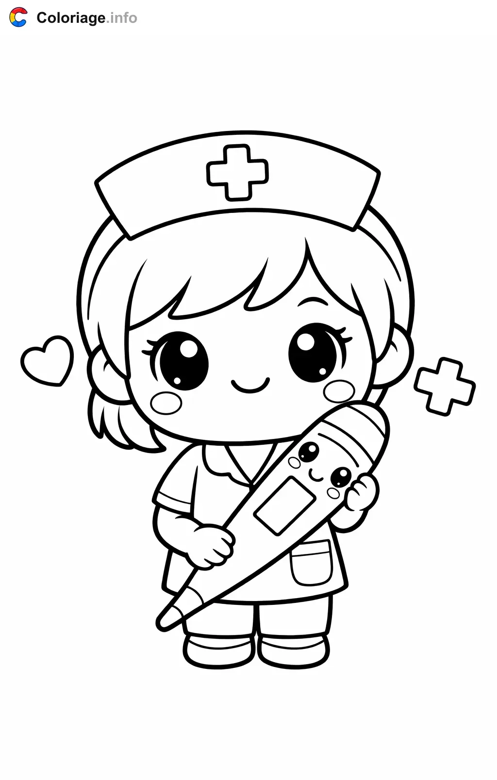 Nurse Taking a Temperature coloring page to print
