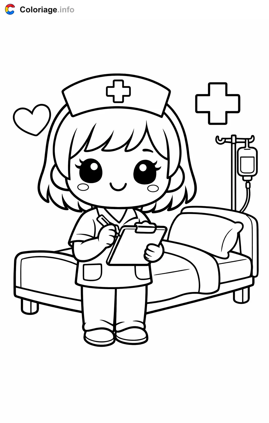 Nurse Filling Out Her Notepad coloring page to print