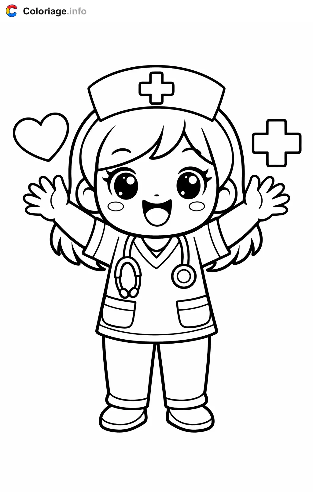 Happy Nurse coloring page to print
