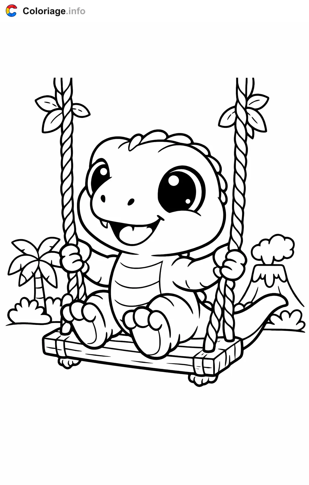 Coloriage Jurassic World qui se balance aux lianes - Jurassic World à imprimer