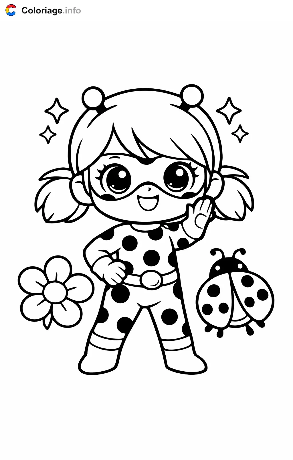 Coloriage Miraculous qui célèbrent leur victoire - Miraculous à imprimer
