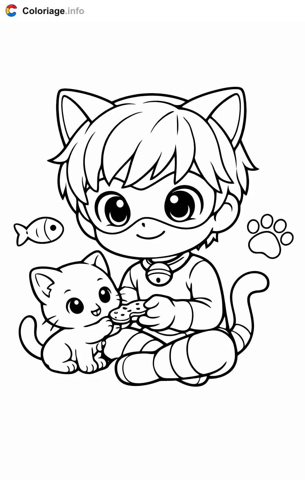 Coloriage Miraculous qui partage un goûter - Miraculous à imprimer