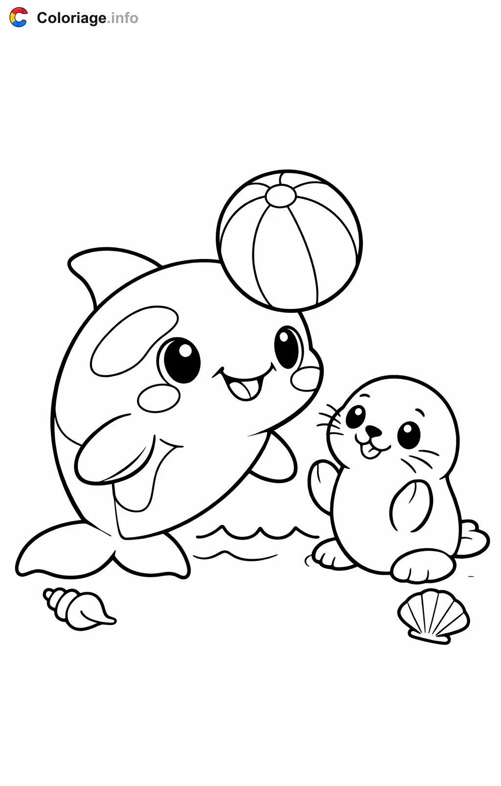Coloriage Orque qui joue au ballon - Orque à imprimer