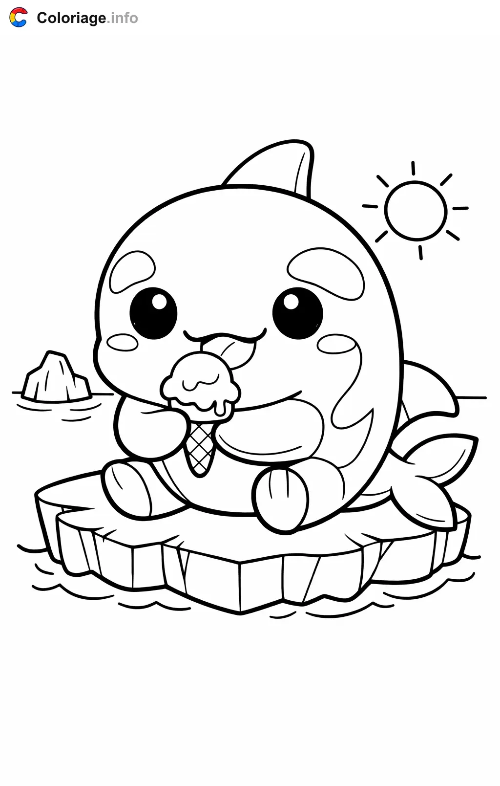 Coloriage Orque qui mange une glace - Orque à imprimer