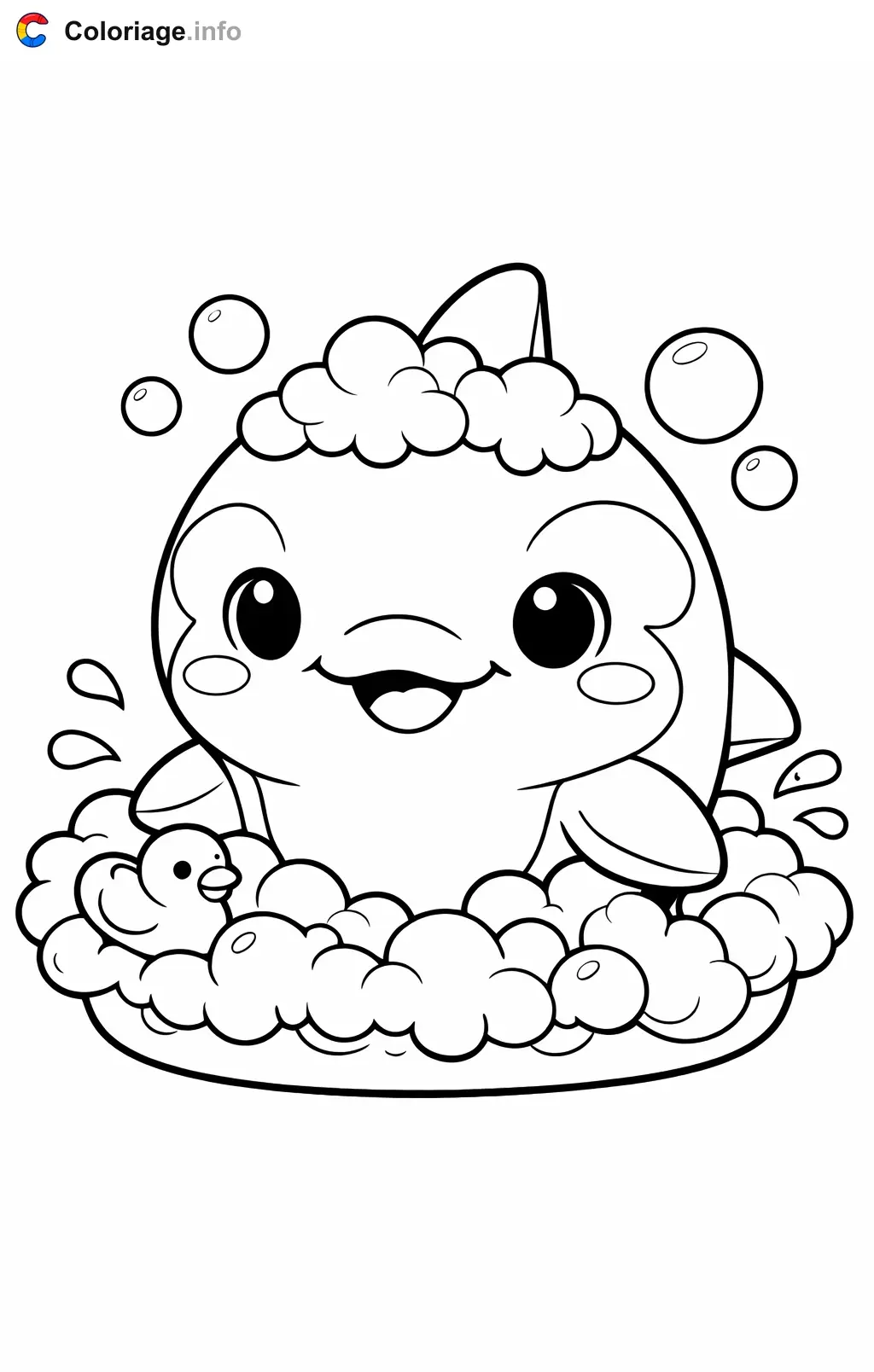 Coloriage Orque qui prend un bain moussant - Orque à imprimer
