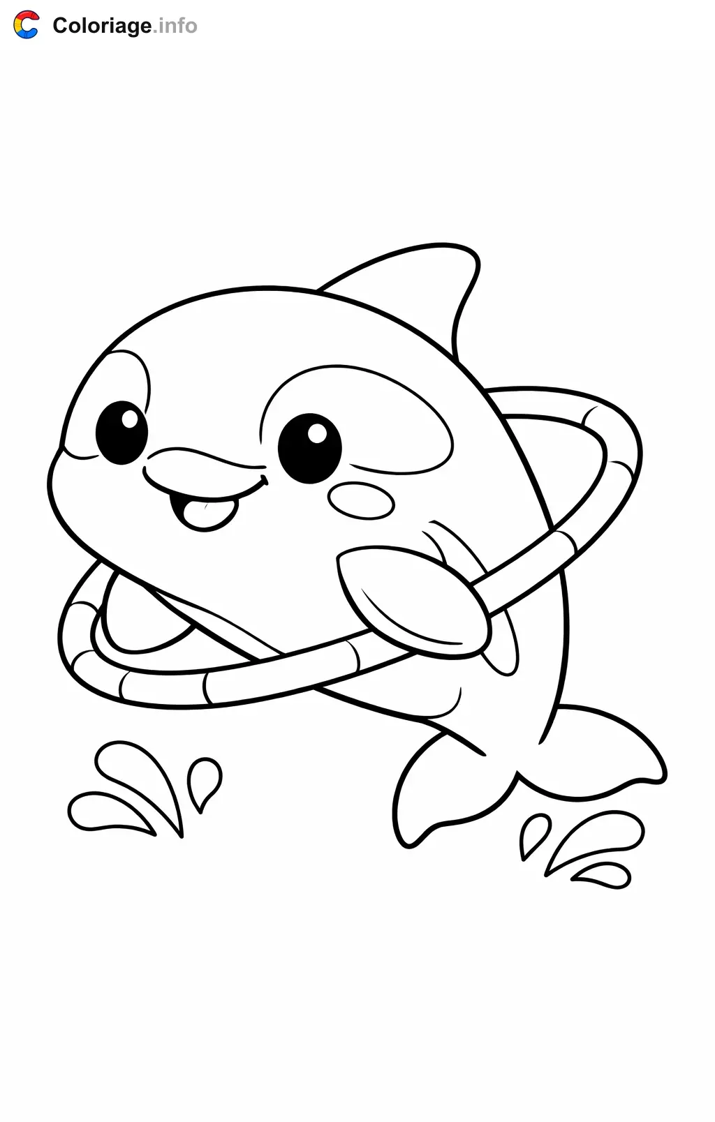 Coloriage Orque qui saute dans un cerceau - Orque à imprimer