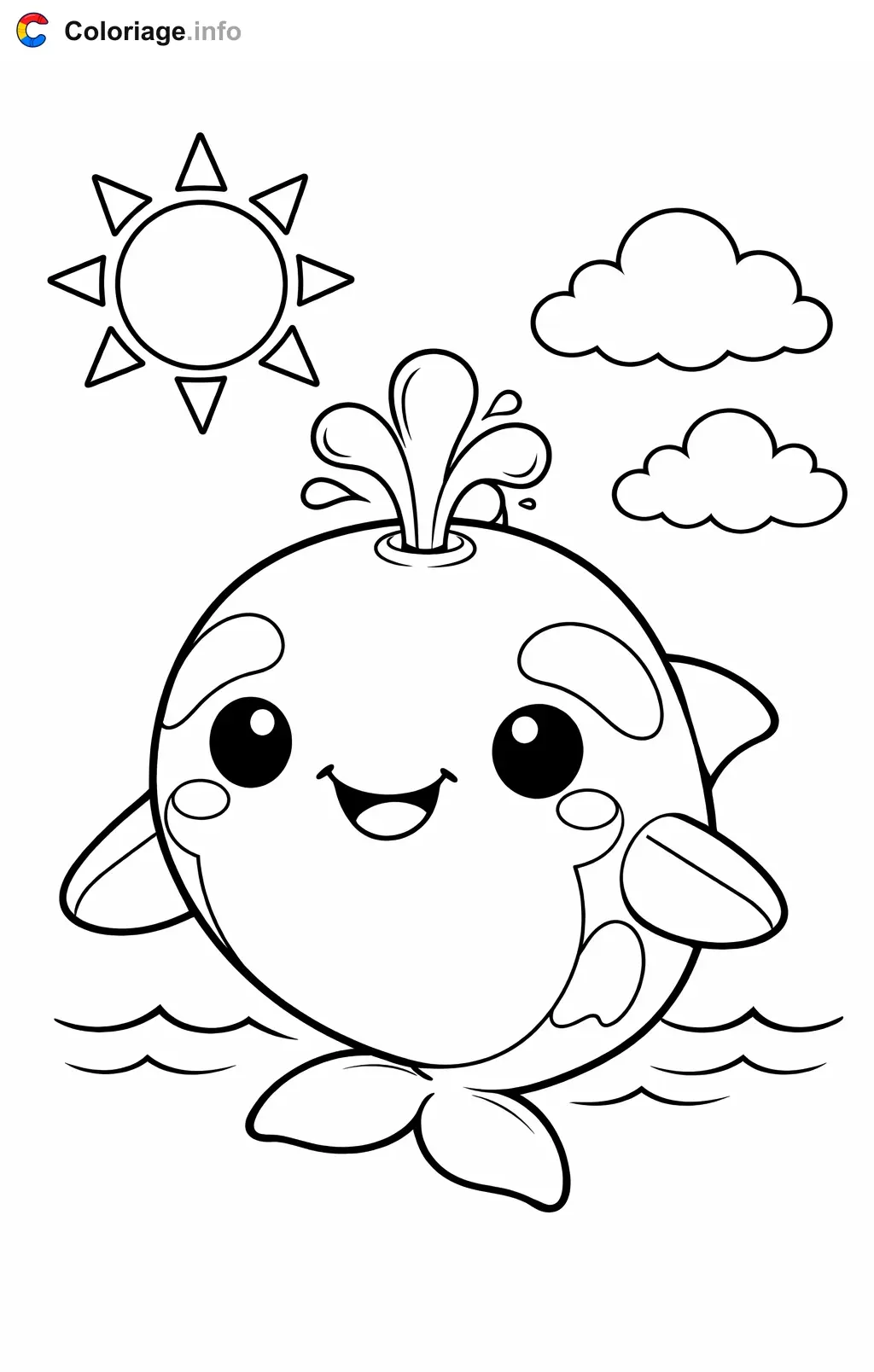 Coloriage Orque qui souffle par son évent - Orque à imprimer