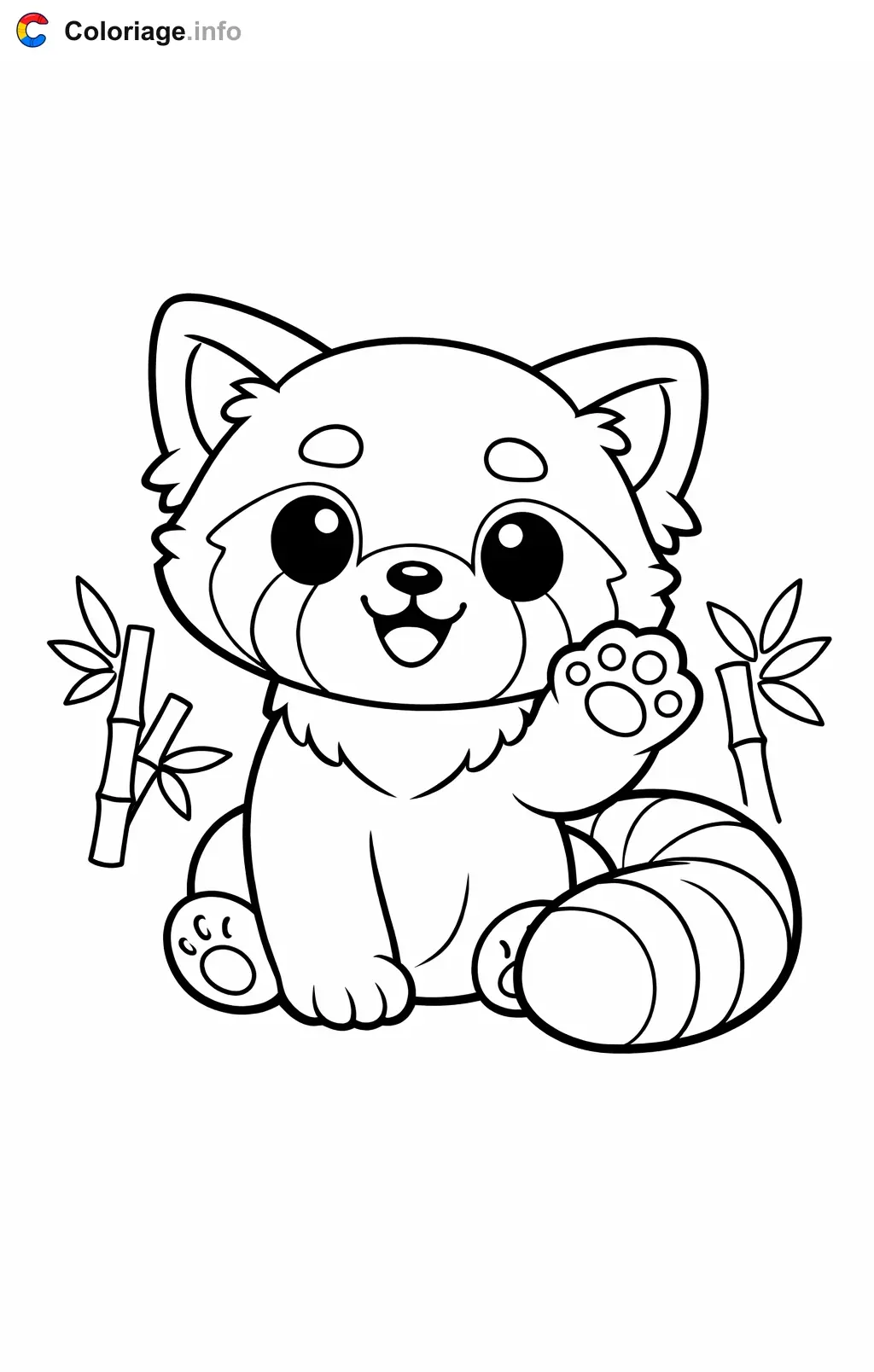 Coloriage Panda roux qui fait coucou - Panda roux à imprimer