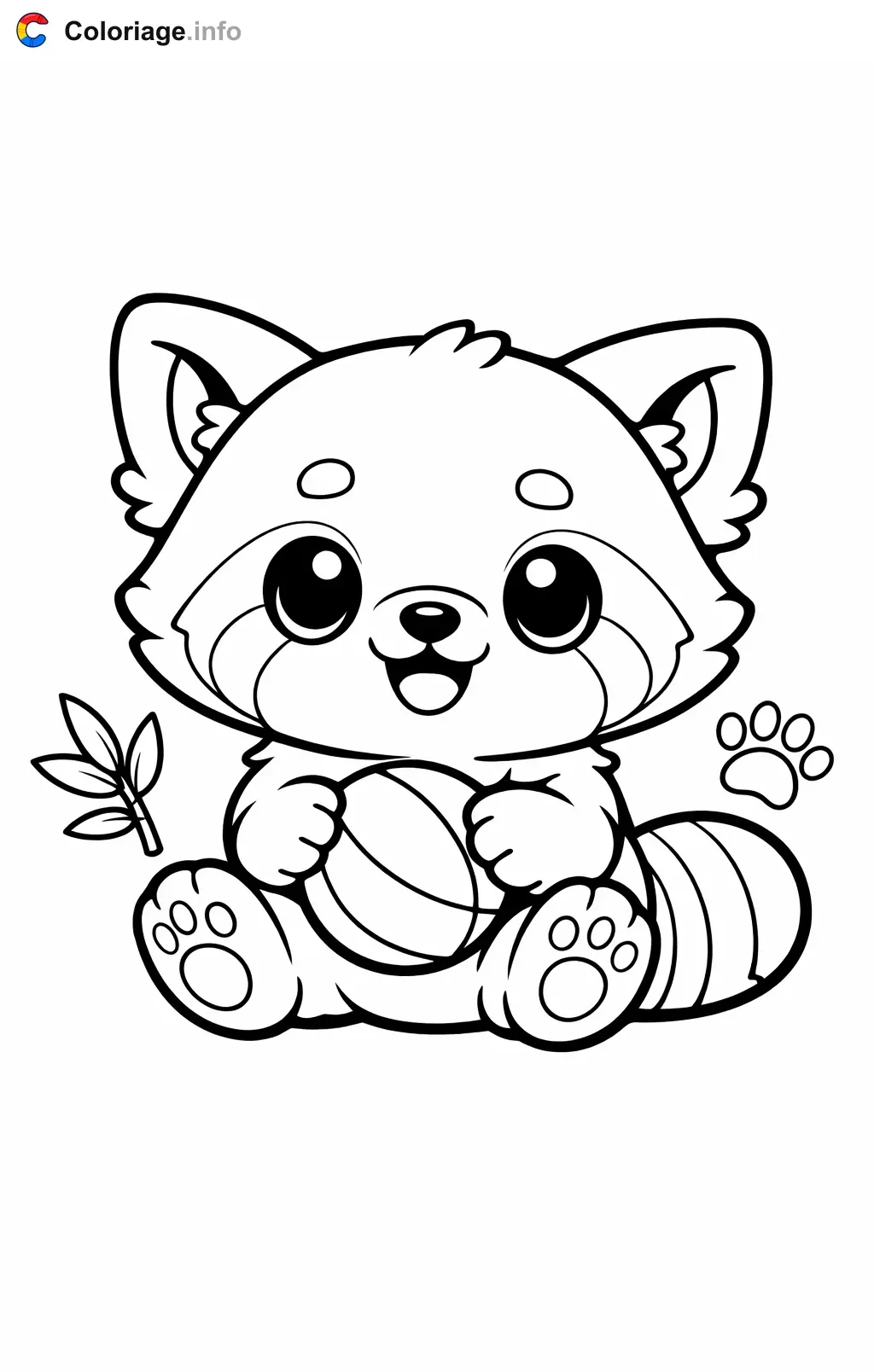 Coloriage Panda roux qui joue au ballon - Panda roux à imprimer