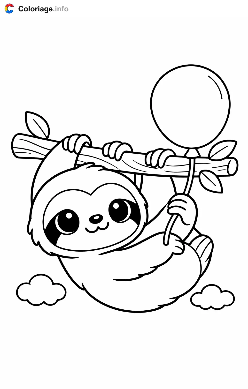 Coloriage Paresseux avec un ballon - Paresseux à imprimer