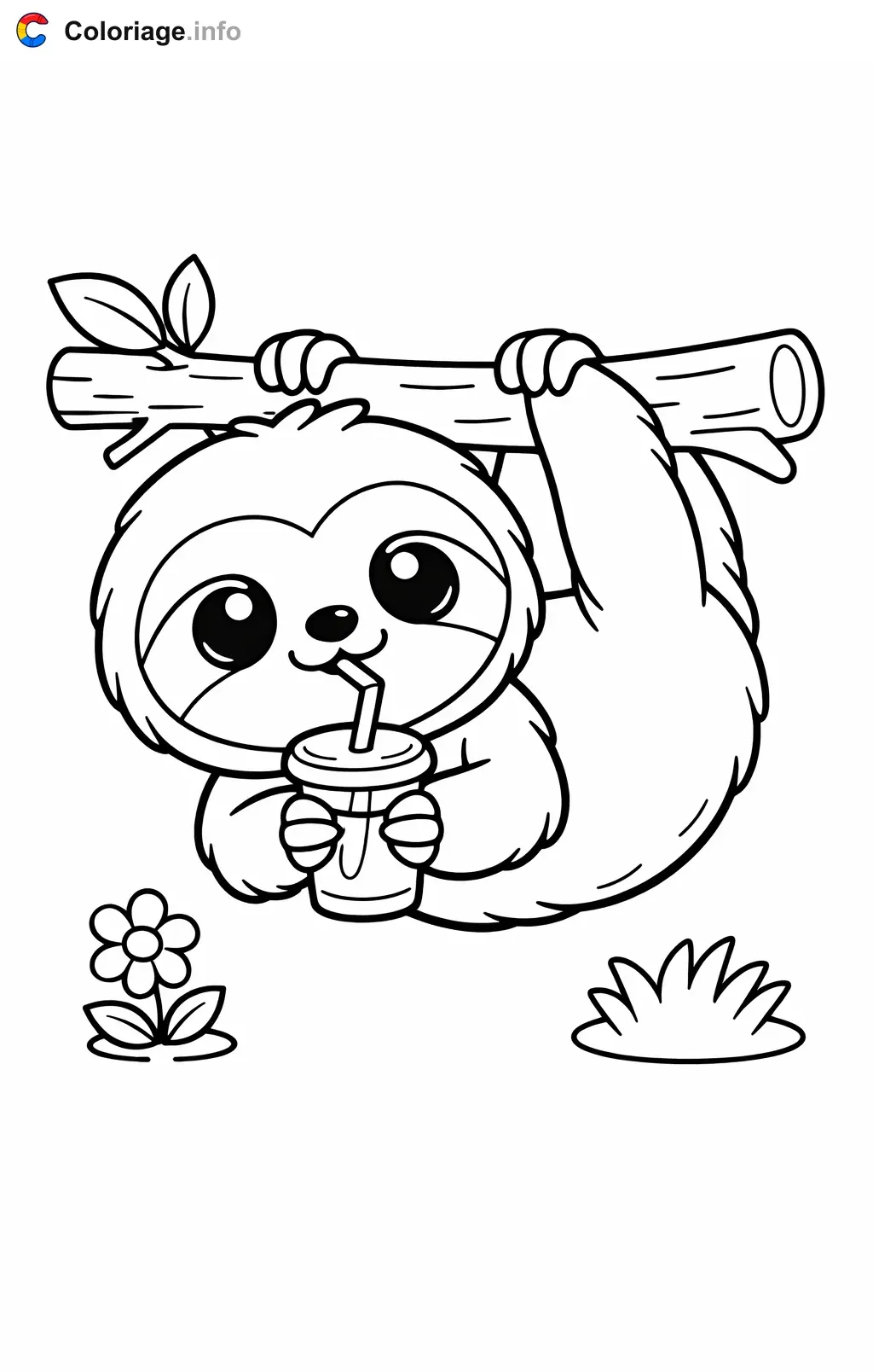 Coloriage Paresseux qui boit un jus - Paresseux à imprimer