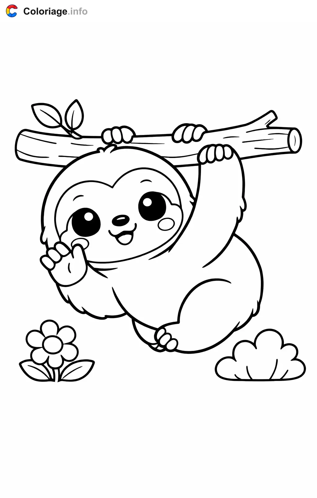 Coloriage Paresseux qui dit bonjour - Paresseux à imprimer