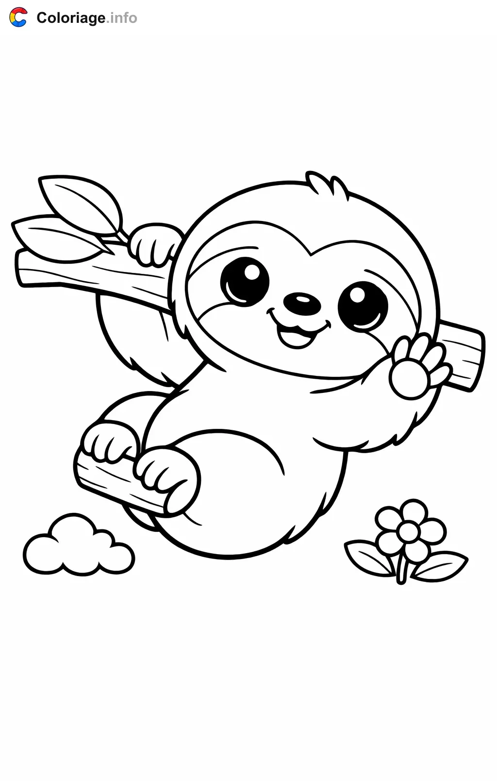 Coloriage Paresseux qui dit bonjour - Paresseux à imprimer