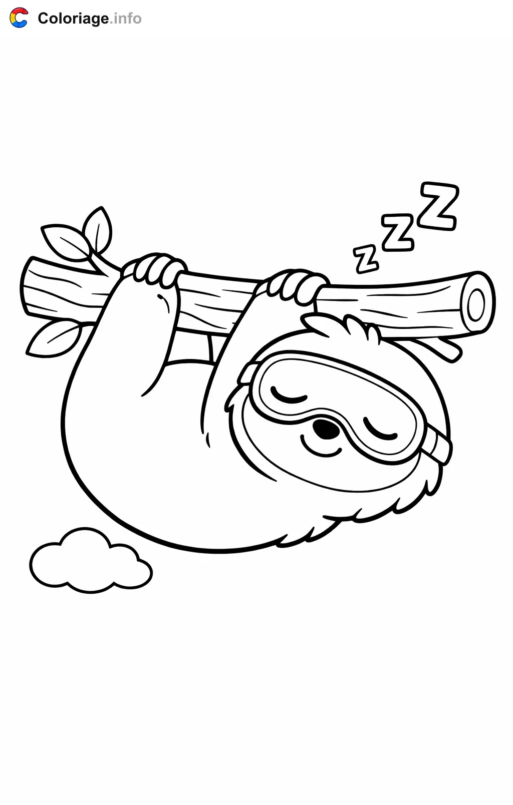 Coloriage Paresseux qui fait la sieste - Paresseux à imprimer