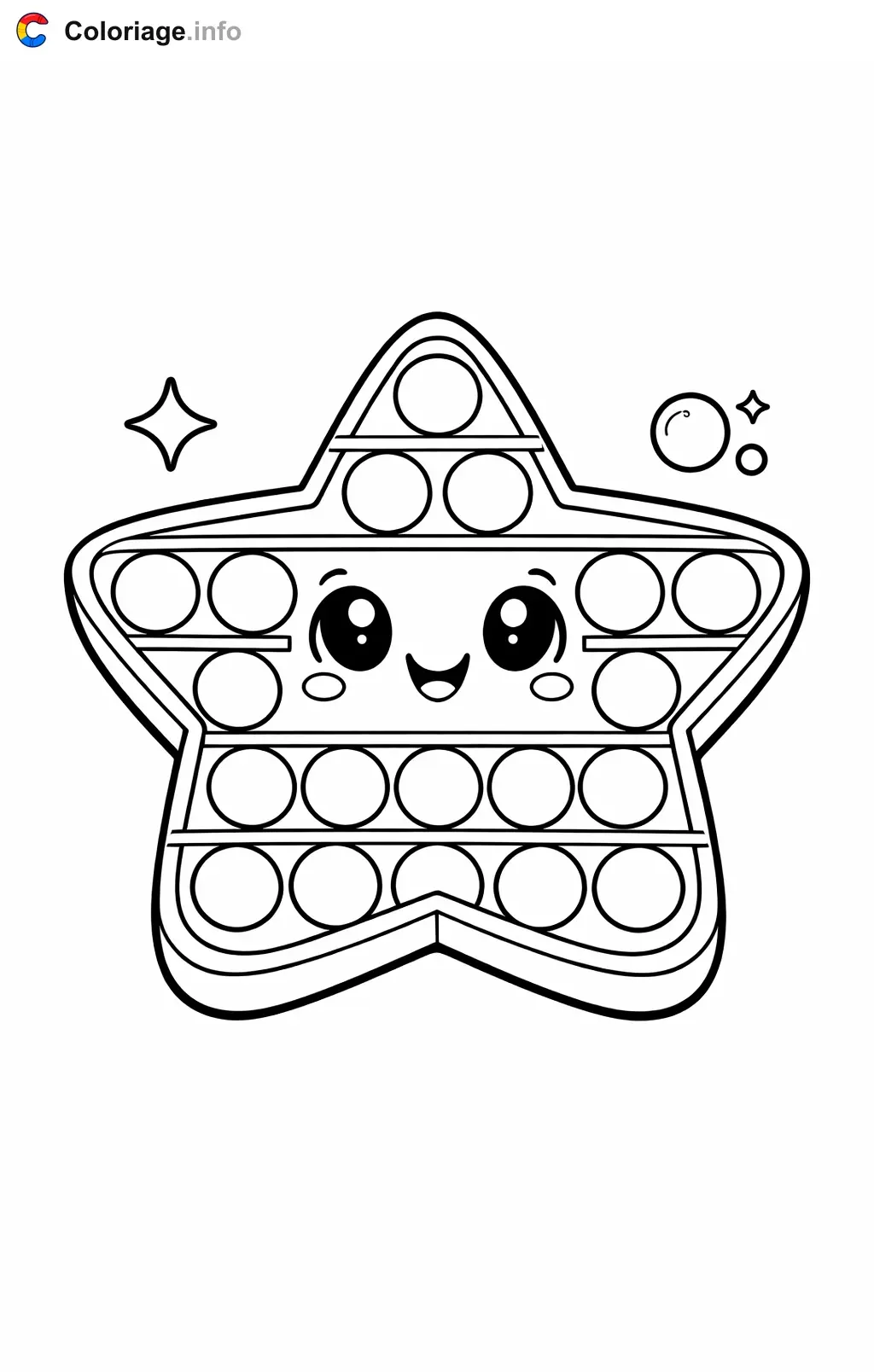 Coloriage Pop it en forme d'étoile - Pop it à imprimer