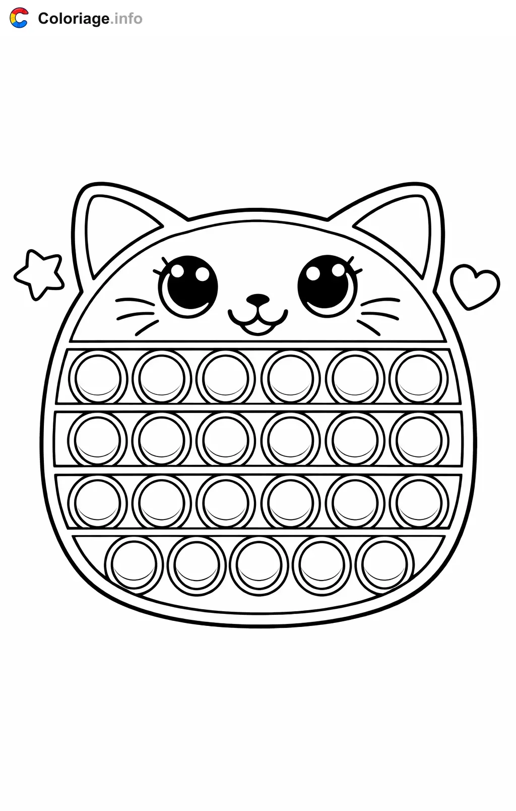 Coloriage Pop it en forme de chat - Pop it à imprimer