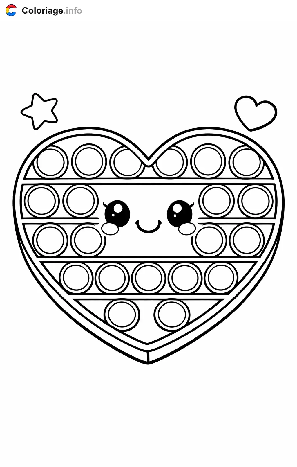 Coloriage Pop it en forme de coeur - Pop it à imprimer
