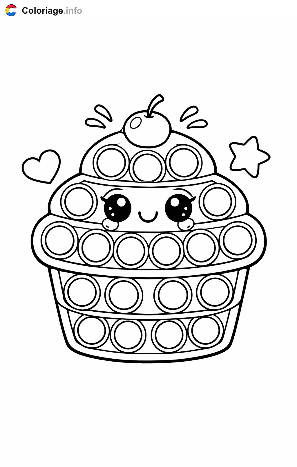 Coloriage Pop it en forme de cupcake - Pop it à imprimer