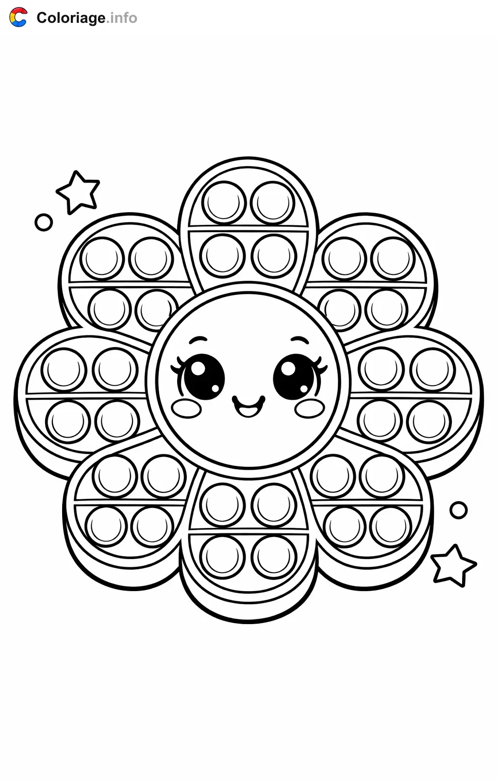 Coloriage Pop it en forme de fleur - Pop it à imprimer