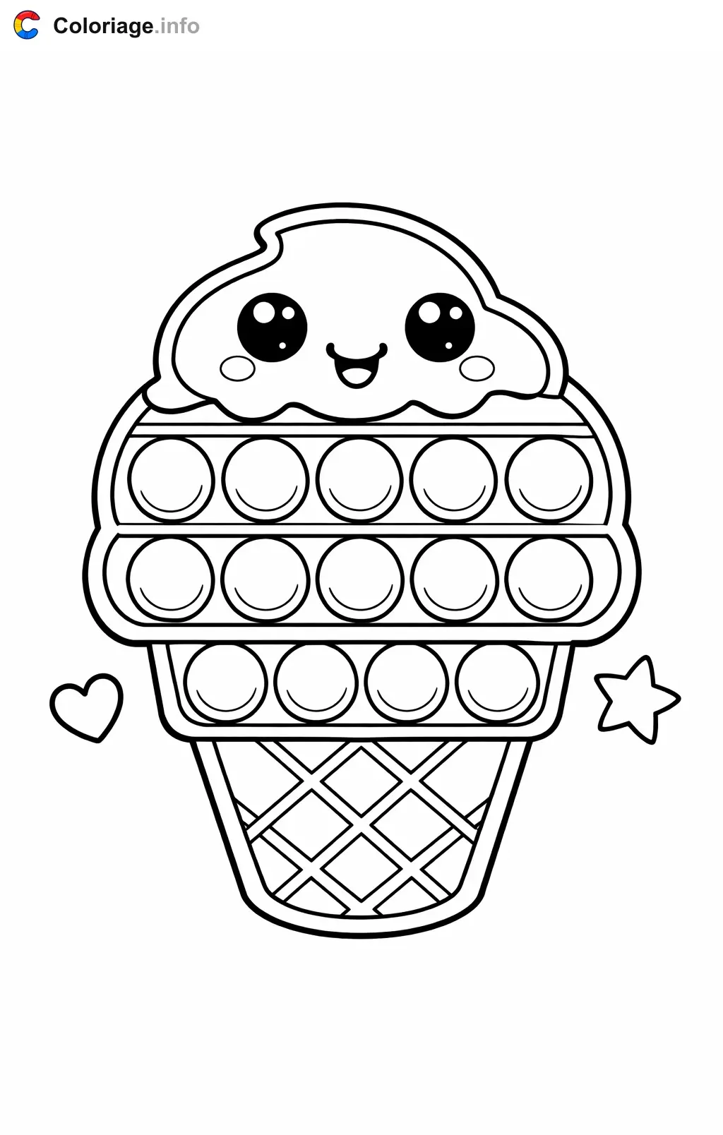 Coloriage Pop it en forme de glace - Pop it à imprimer