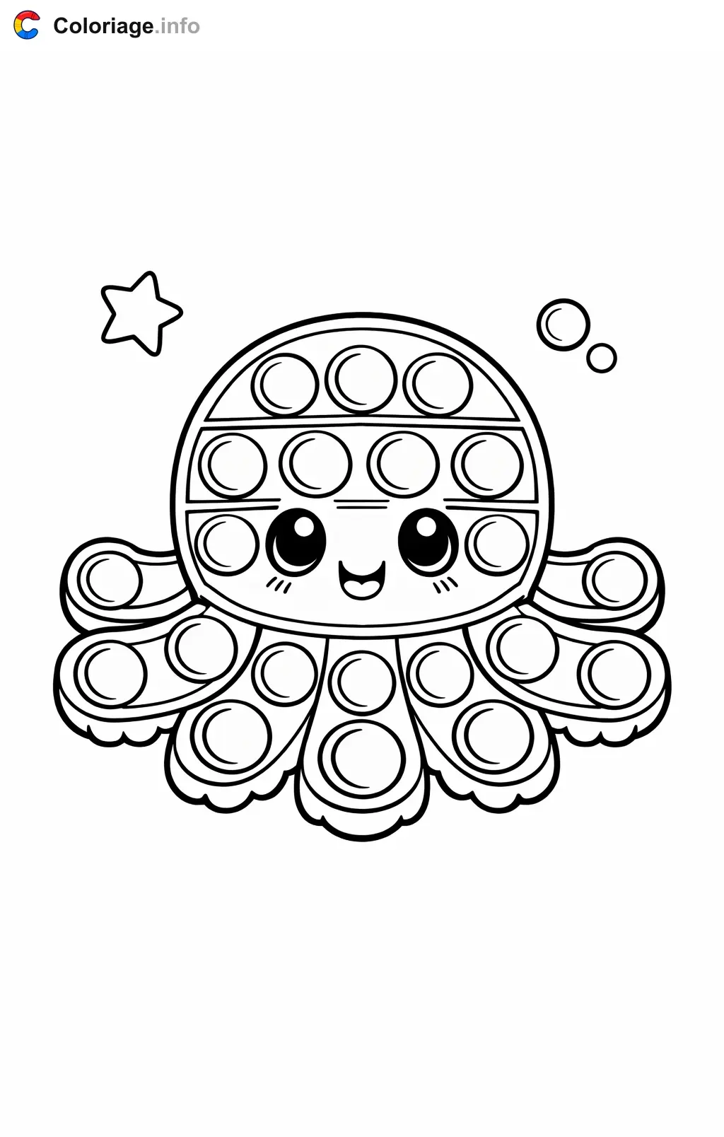Coloriage Pop it en forme de poulpe - Pop it à imprimer