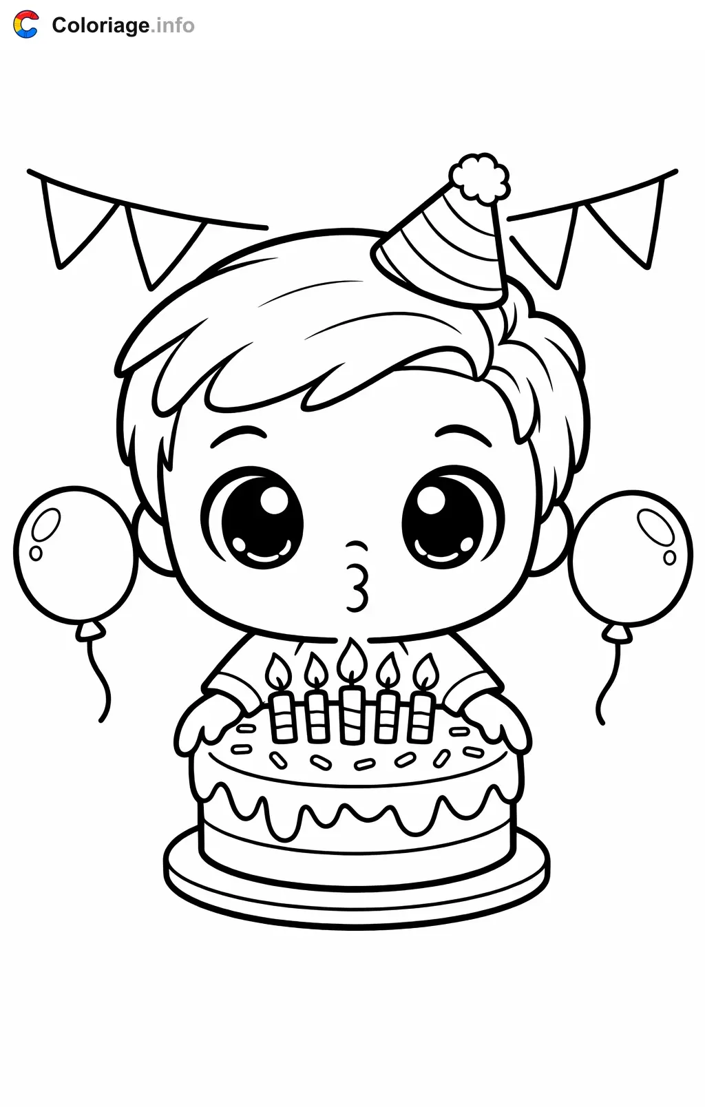 Coloriage Pop qui souffle ses bougies - Pop à imprimer