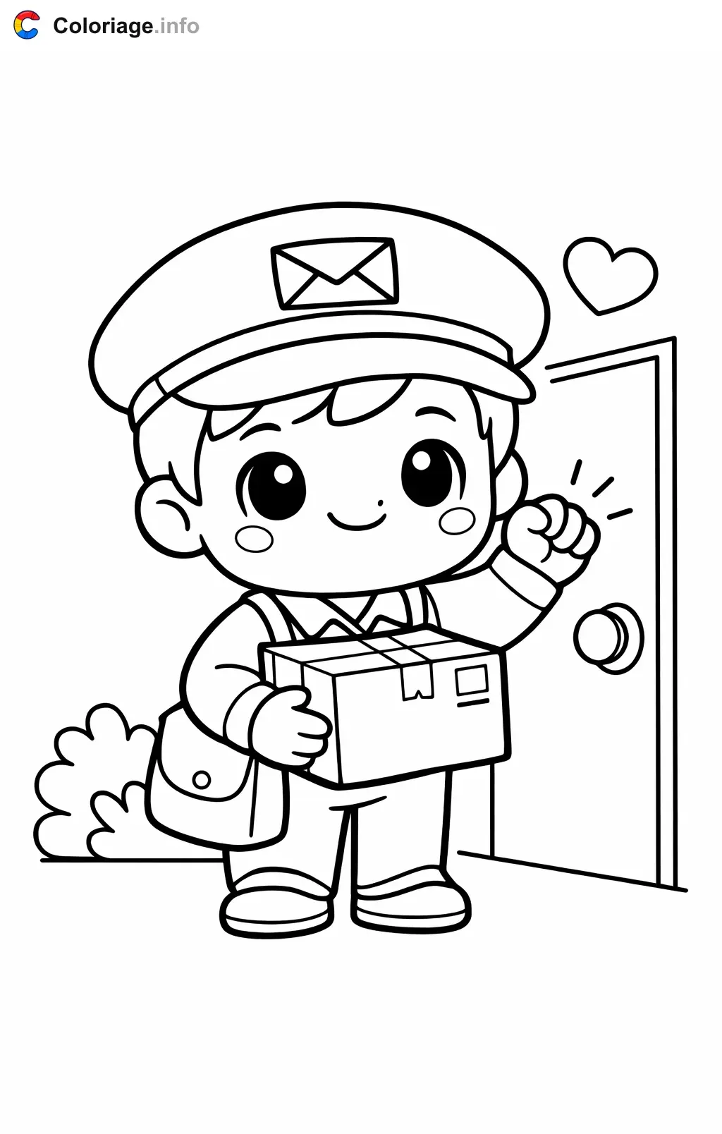 Ausmalbild Postbote liefert ein Paket zum Ausdrucken