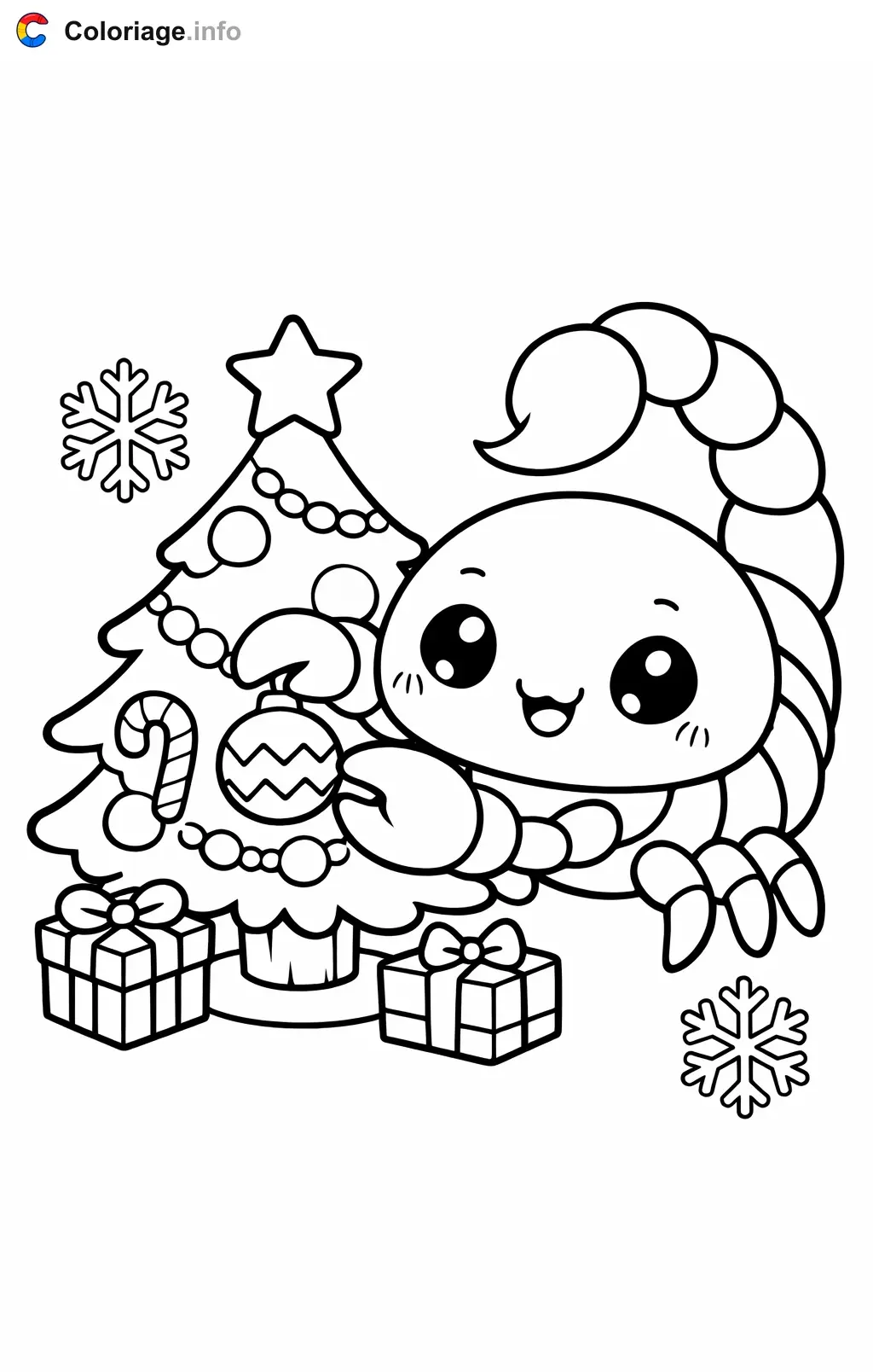 Coloriage Scorpion qui décore le sapin de Noël - Scorpion à imprimer