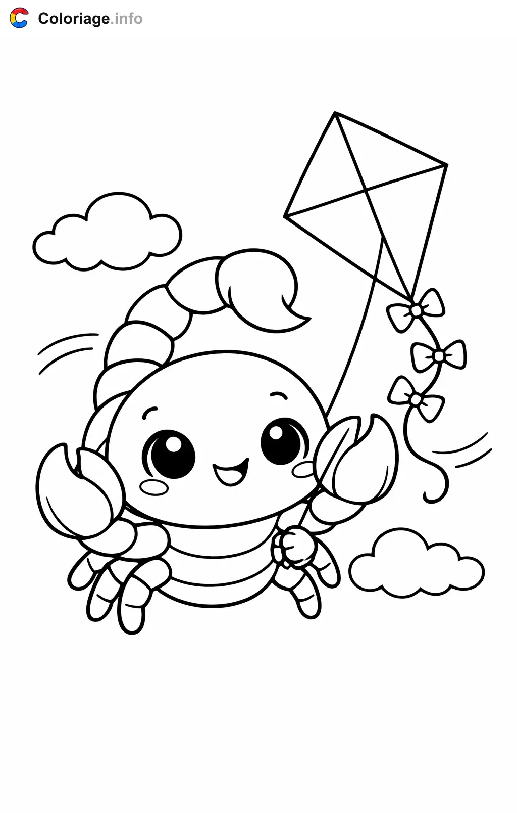 Coloriage Scorpion qui fait voler un cerf-volant - Scorpion à imprimer