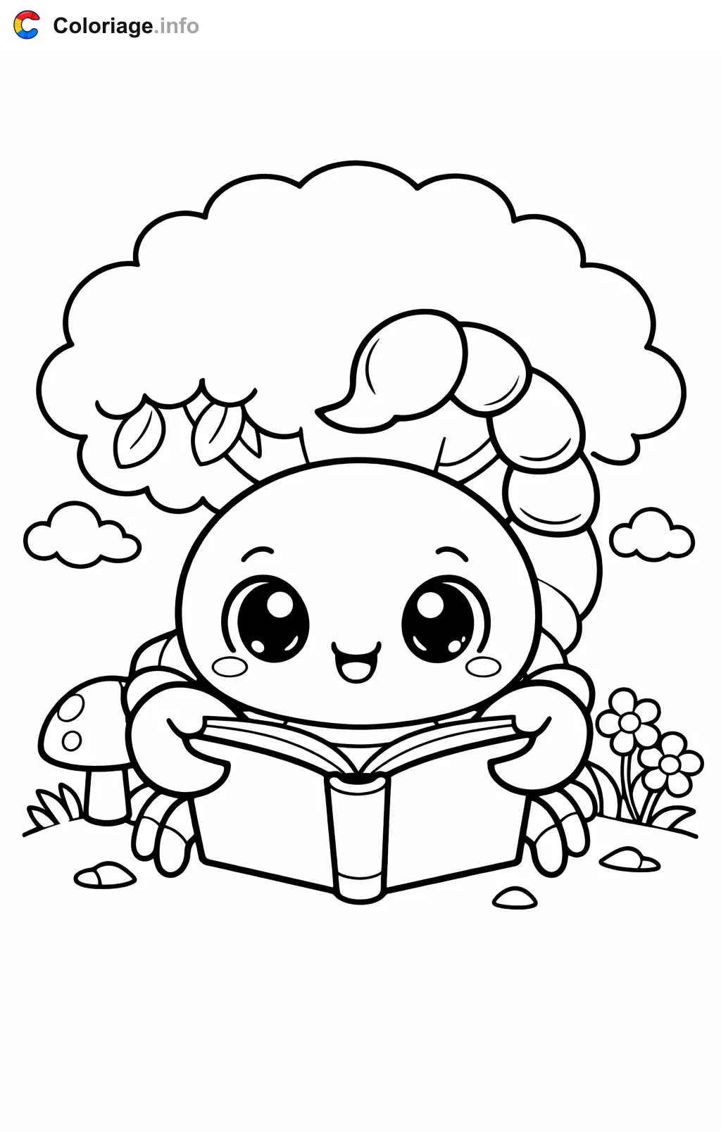 Coloriage Scorpion qui lit un livre - Scorpion à imprimer