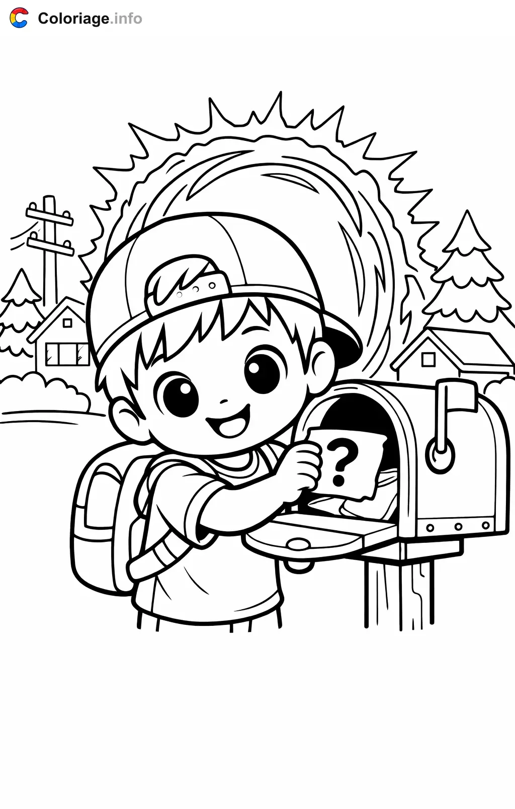 Ausmalbild Stranger Things – Ein Hinweis im Briefkasten zum Ausdrucken