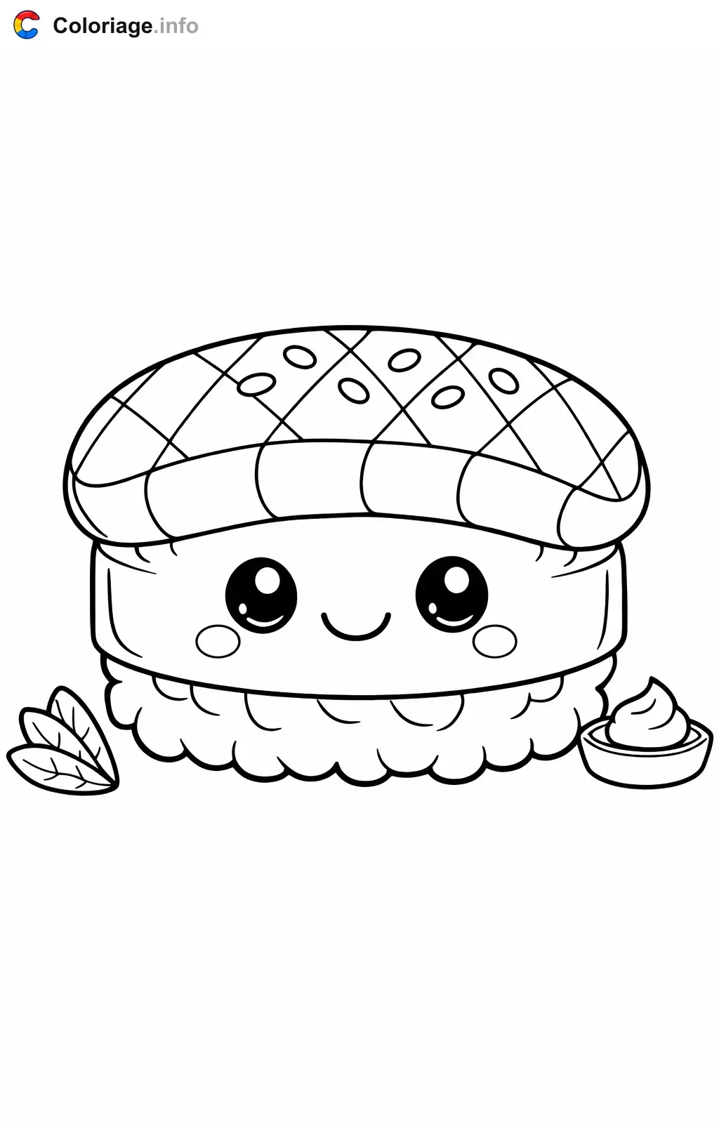 Ausmalbild Dekoriertes Sushi 2 zum Ausdrucken