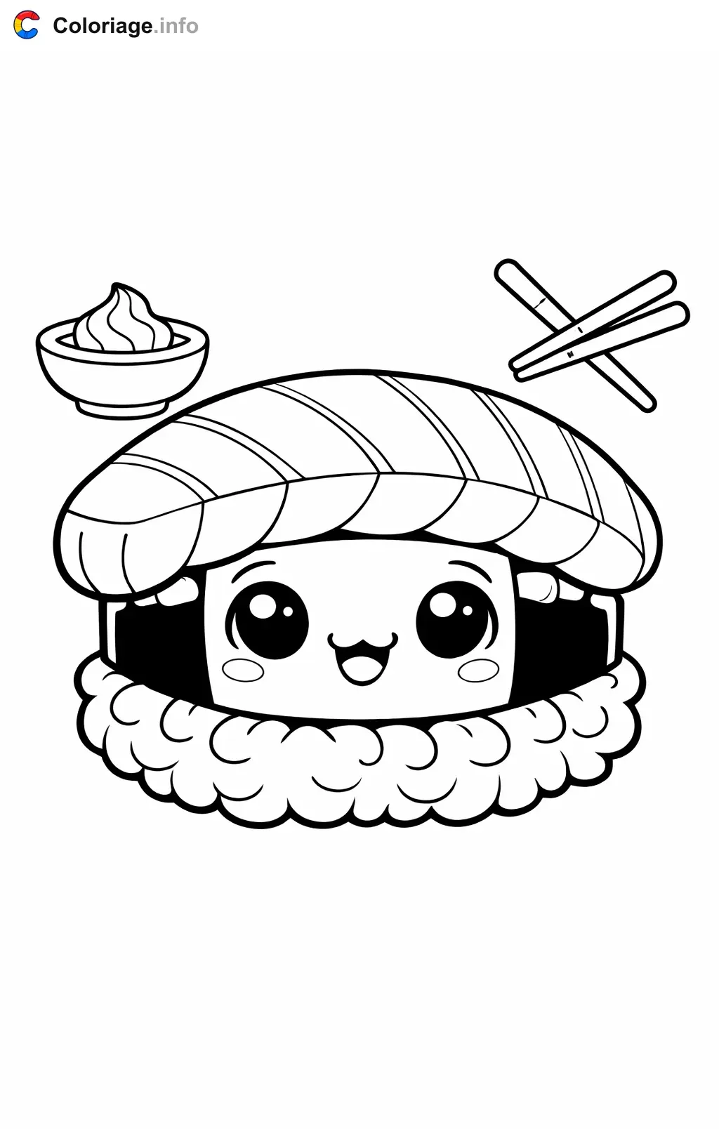 Ausmalbild Dekoriertes Sushi zum Ausdrucken