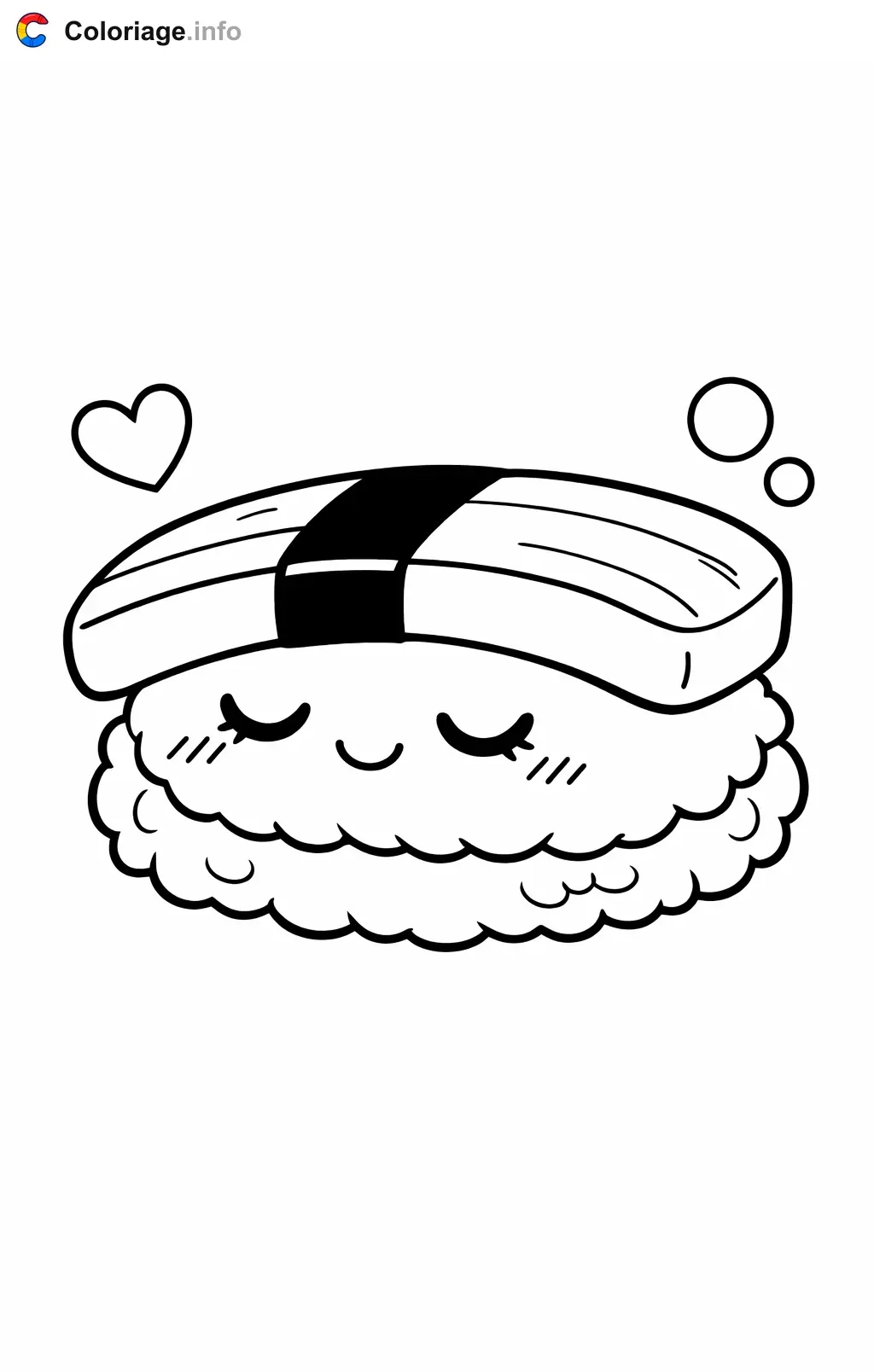 Ausmalbild Schlafendes Tamago-Sushi zum Ausdrucken