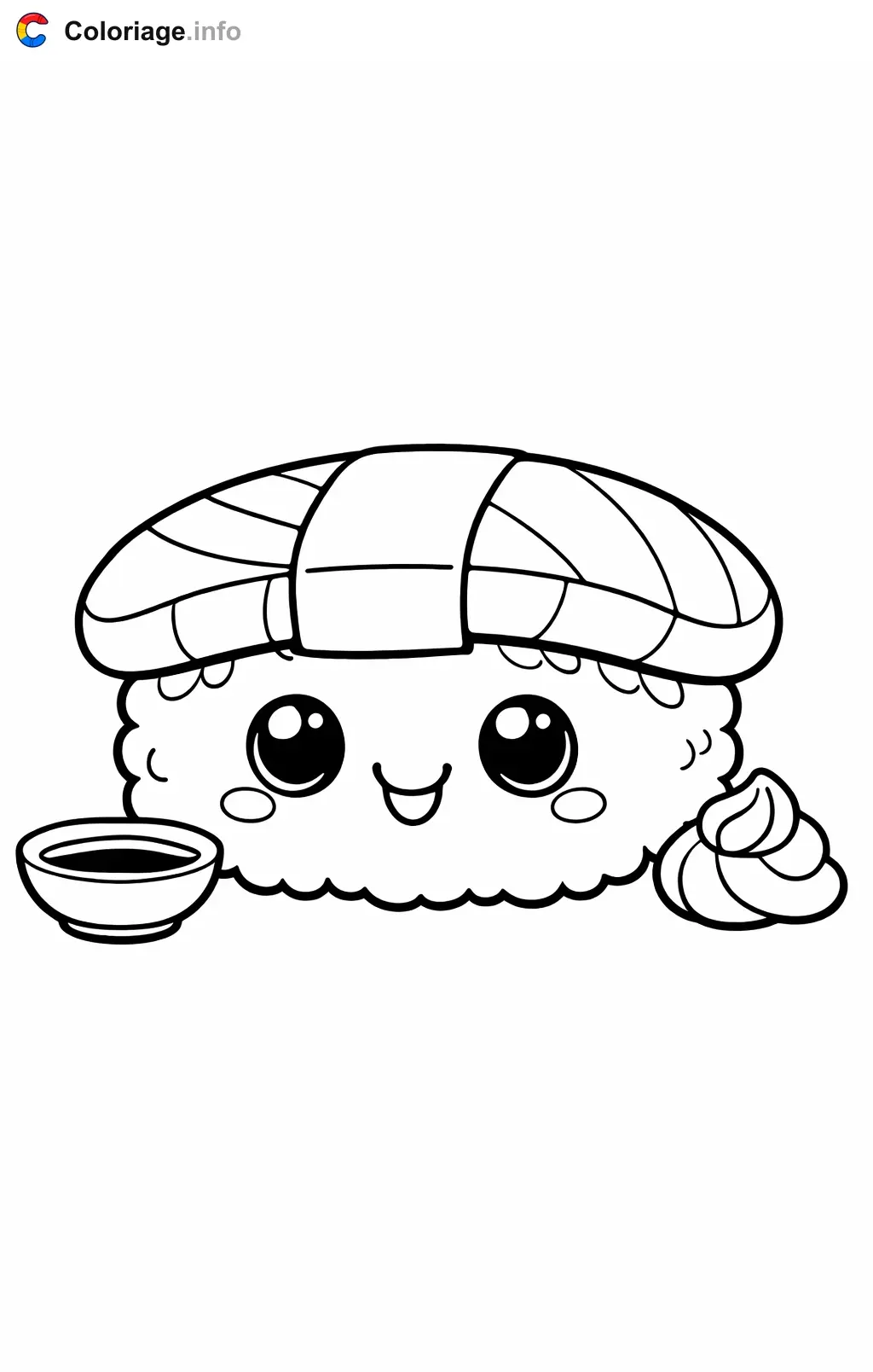 Ausmalbild Verschiedene Sushi-Varianten zum Ausdrucken