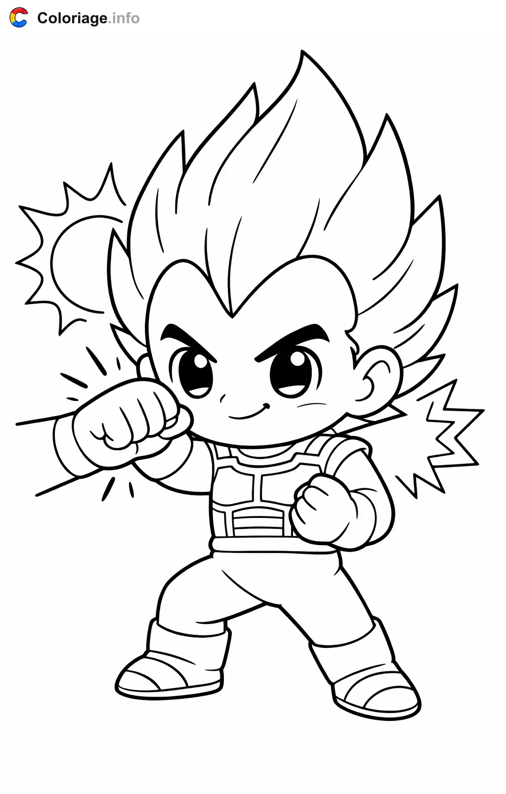 Ausmalbild Vegeta blockt einen Faustschlag zum Ausdrucken
