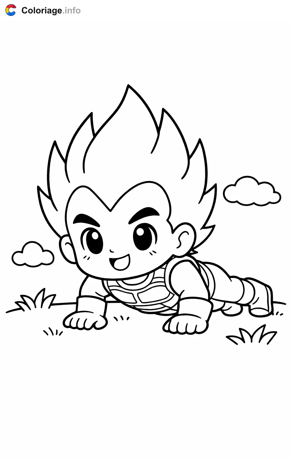 Ausmalbild Vegeta macht Liegestütze zum Ausdrucken