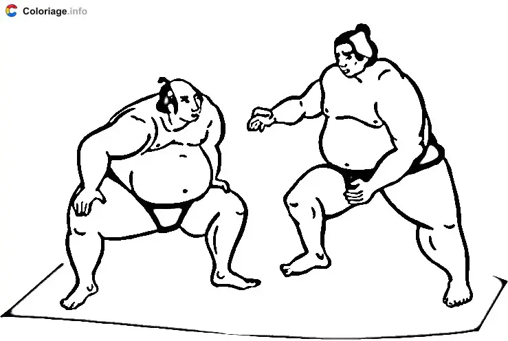 Coloriage Combat de sumos - Japon à imprimer