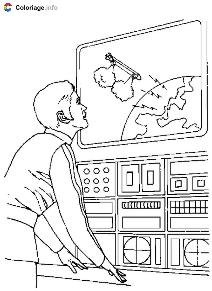 Coloriage Communication Terre - Espace à imprimer