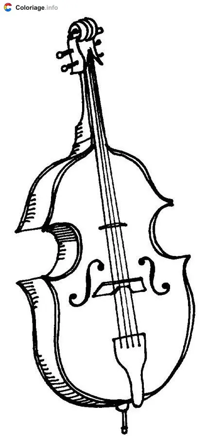 Coloriage Contrebasse - Instruments de musique à imprimer