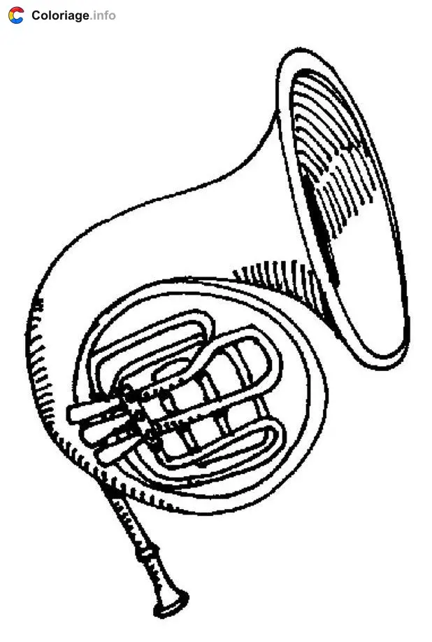 Coloriage Cor d'harmonie - Instruments de musique à imprimer