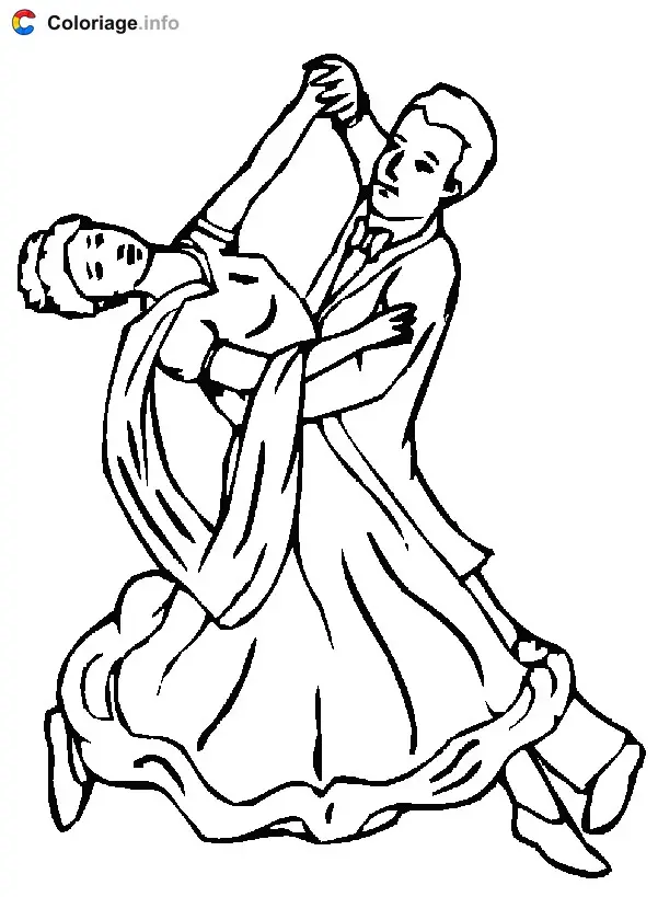 Coloriage Couple de danseur - Danse à imprimer