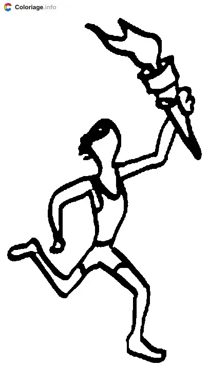 Coloriage Coureur qui transporte la flamme olympique - Jeux Olympiques à imprimer